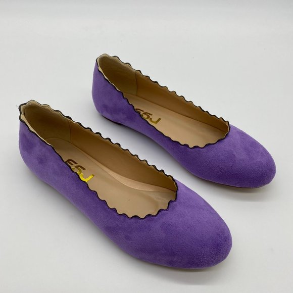 NEW Purple Scalloped Ballet Flats - Slip-On - Picture 5 of 10